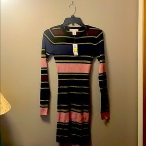 Striped Planet Gold Sweater Dress